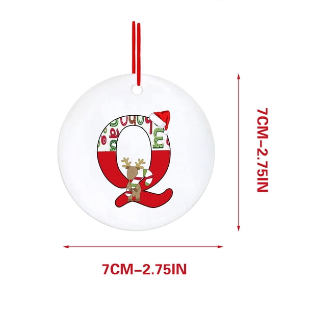 Decoraciones Del Árbol de Navidad con 26 Letras Del Alfabeto, Rojo Acrílico Fawn Colgante Ornamentos para el Hogar, Decoración Personalizada Del Árbol de Navidad para la Temporada de Vacaciones