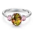 thumbnail image 3 of Gem Stone King 925 Sterling Silver Mango Mystic Topaz and Pink Lab Grown Diamond Engagement Ring for Women | 2.50 Cttw | Oval 9X7MM | Gemstone November Birthstone | Size 7, 3 of 6