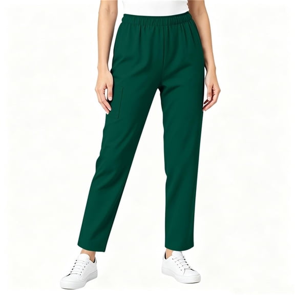 Mifsaly High Waisted Scrub Pants for Women Elastic Waist Work Trousers Comfortable Flattering Stretchy Doctors Nurse Workwear with Multi Pockets Army Green,S