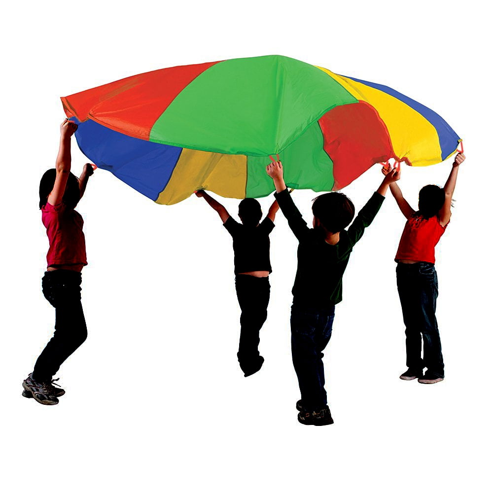 6~16 Feet Multicolored Kids Play Parachute with 8 Handles Outdoor Games Toy