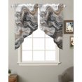 thumbnail image 2 of Black Marble Swag Valances for Windows, Retro Chic Abstract Mottled Texture Art Rod Pocket Sheer Valances for Small Windows, Swag Toppers Light Filtering for Kitchen Living Room 2 Panels 36''x36'', 2 of 6