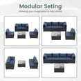 thumbnail image 6 of POTEBAN 5 Pieces Patio Conversation Set, Outdoor Black PE Wicker Sectional Sofa for Backyard Garden, Blue, 6 of 9