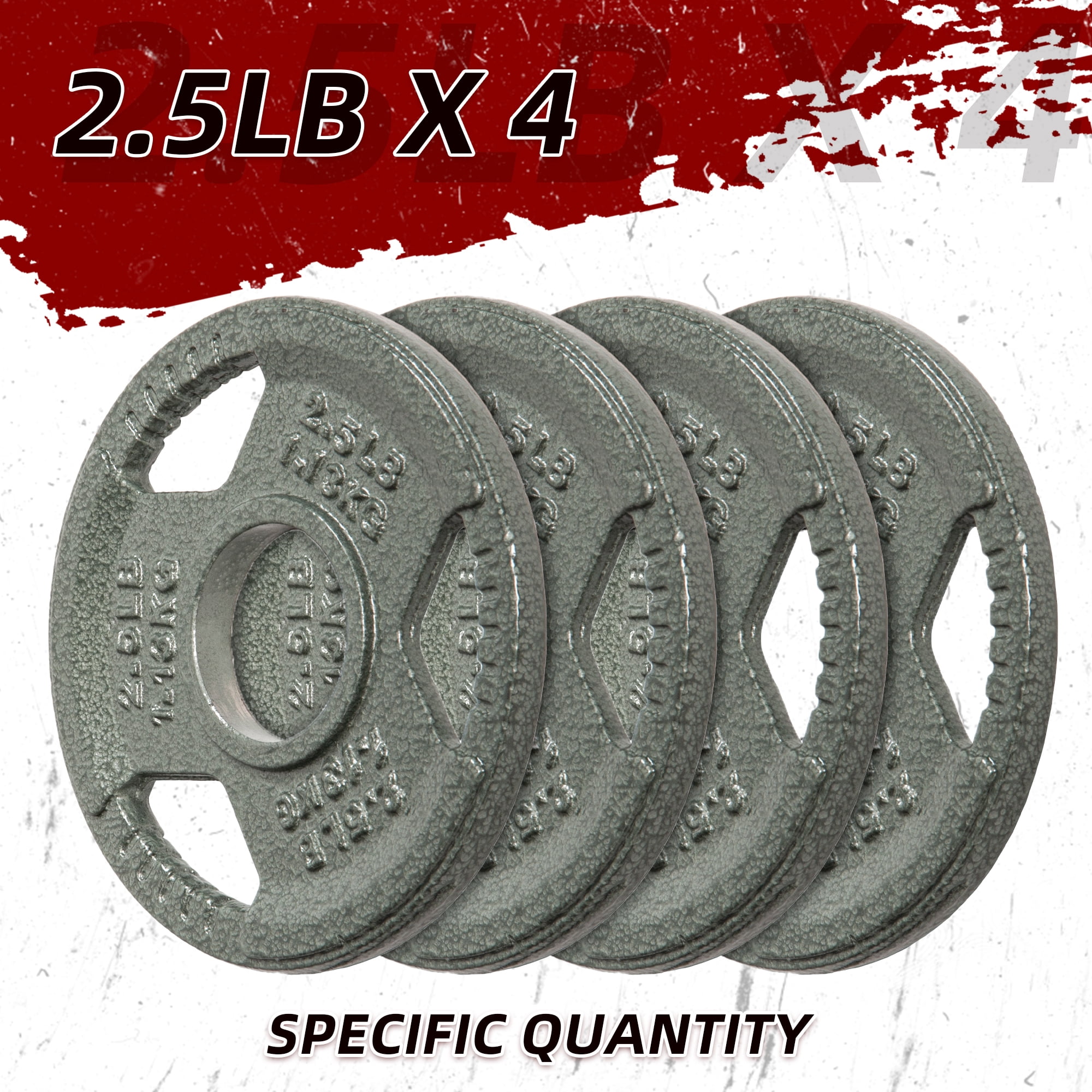 Signature Fitness Cast Iron Weight Plates for Strength Training, Fits 2-Inch Barbell, Multiple Size Options