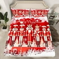 thumbnail image 2 of Manfei Happy New Year Queen Sheet Sets,Red White Flat Sheet,Christmas Nutcraker Soldier Queen Fitted Sheet For Teens,Ultra Soft Home Decor,4-Piece, 2 of 7