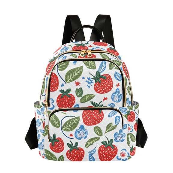 FORMRS Mini Backpack Purse for Women Quilted Travel Daypack Casual Shoulder Bag, Vibrant Strawberries