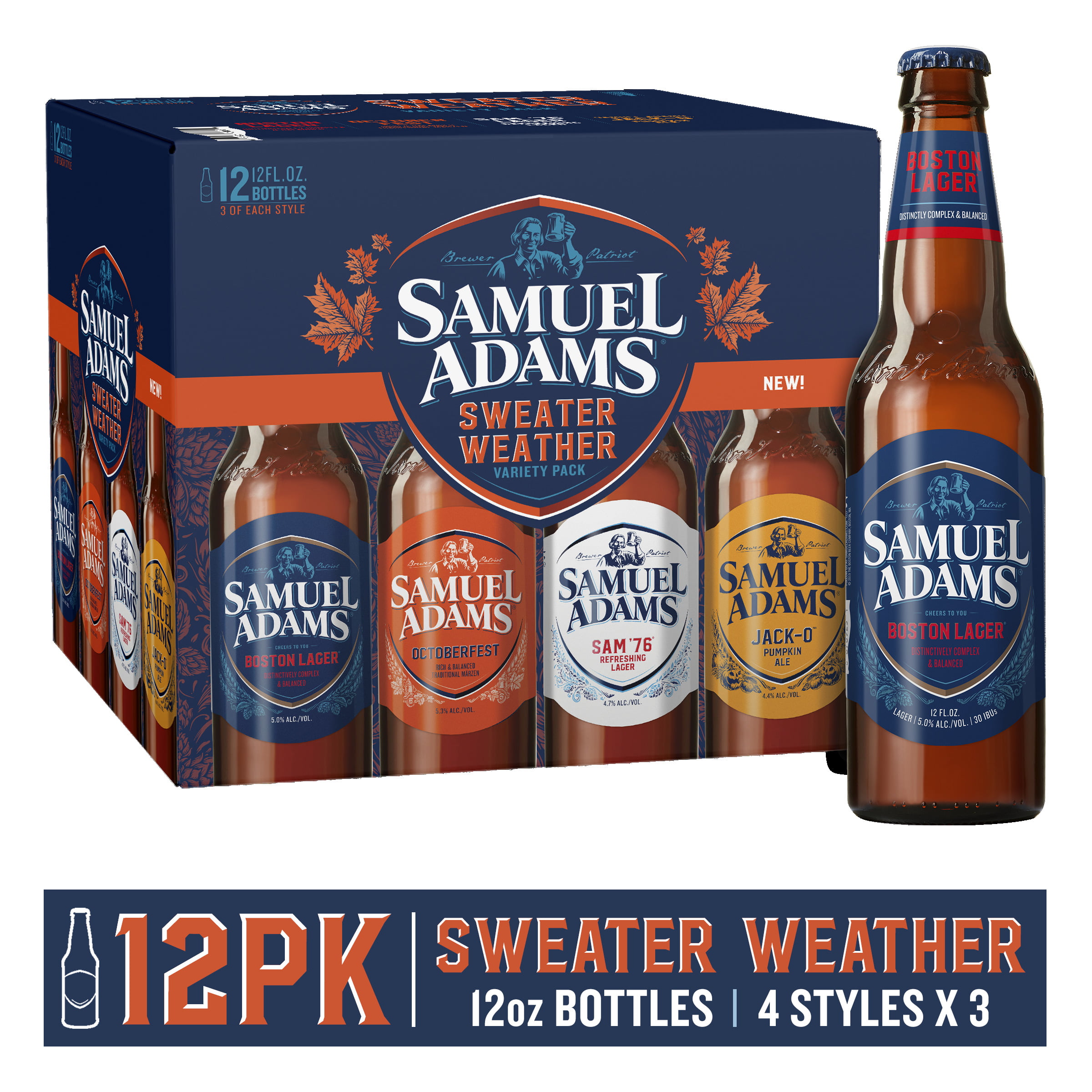Samuel Adams Fall Variety Seasonal Beer, 12 pack, 12 fl oz bottles