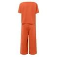thumbnail image 5 of Conjunto de dos piezas para mujer compuesto por top corto y pantalones anchos: manga corta, cuello redondo, conjunto informal de verano, 5 of 5