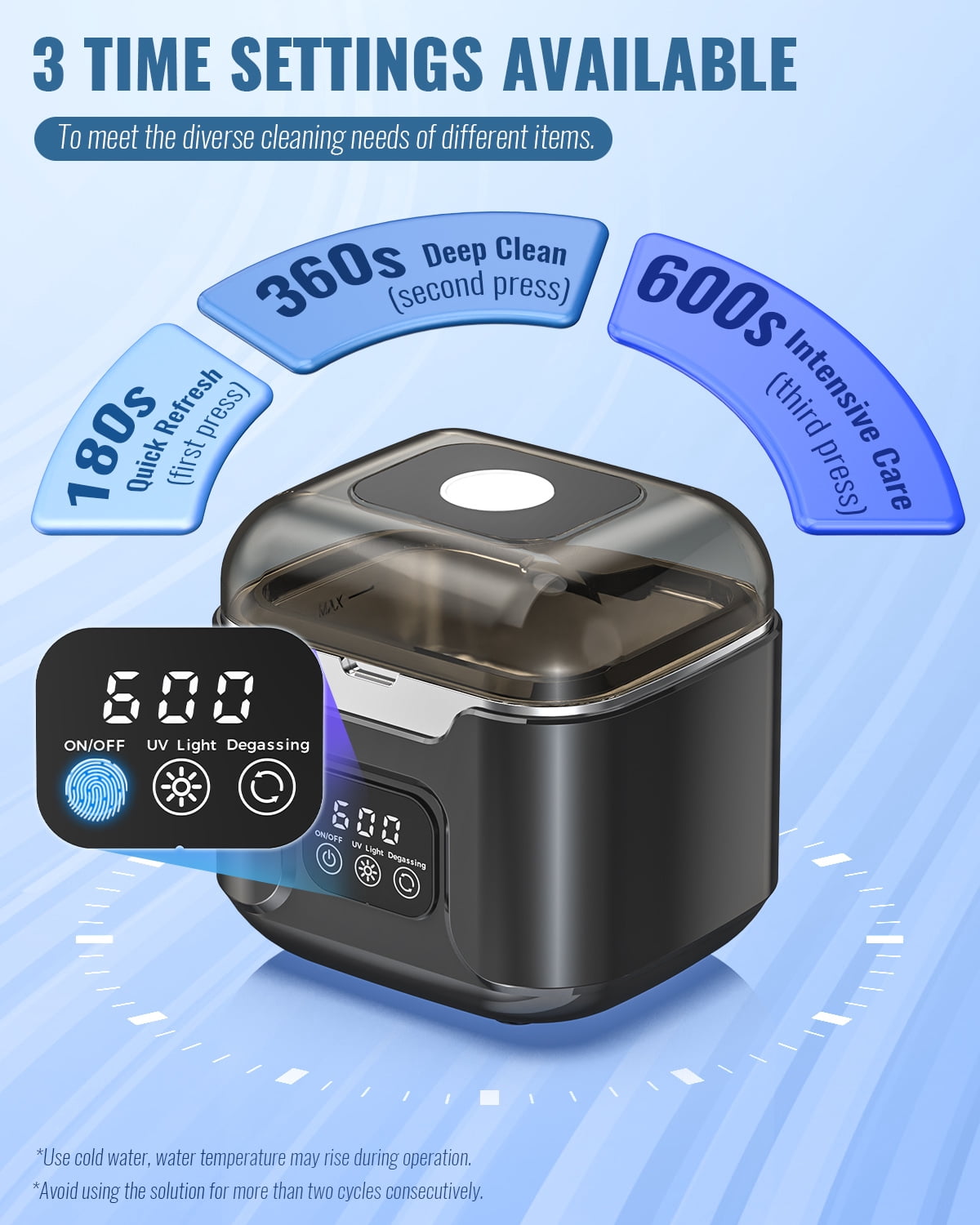 OVIMAZ Ultrasonic Retainer Cleaner, 48kHz Jewelry Cleaning Machine for Retainers, Dentures, Mouth Guards, Braces, Rings, Watches, 240ml 304 Stainless Steel Tank