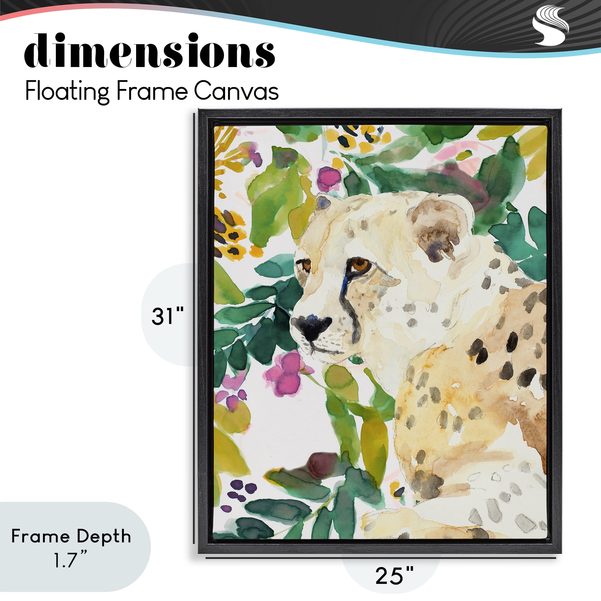 Stupell Industries Garden Plants Leopard Black Framed Floater Canvas Wall Art, design by Lanie Loreth