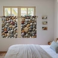 thumbnail image 3 of Colorful Stones Kitchen Curtain for Berdoom Living Room Cafe 45 Inch Length, Farmhouse Stones Modern Art Tiers Curtains Light Filtering Drapes Rod Pocket Window Treatment 2 Panels 52"Wx45"L, 3 of 8