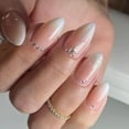 thumbnail image 6 of 24Pcs Detachable Almond False Nails with Pearl Decoration Elegant Designs French Fake Nails Full Nail Art Tips Press On Nails, 6 of 6