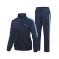 thumbnail image 2 of Women's 2Pc Full Zip Tracksuit, 4 Way Stretch with Reflective Stripes & Zipper Pockets for Golf Running Gym Dark Blue M, 2 of 9