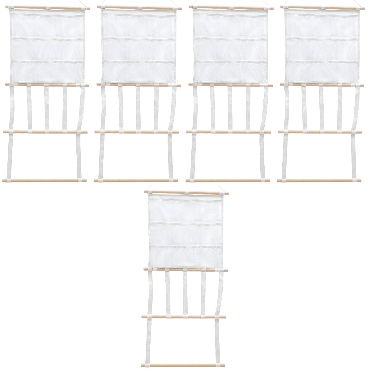 NUOLUX  White Hair Accessories Bag with Wooden Rack for Organizing Hair Clips and Headbands