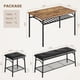 thumbnail image 4 of Juego de comedor para 4 personas con banco tapizado y taburetes cuadrados, mesa de comedor de metal y madera, 4 of 8