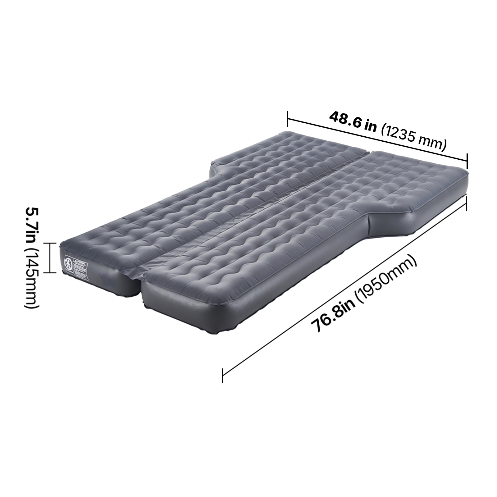 VEVOR Car Air Mattress, Inflatable Car Camping Mattress, Oxford Thickened Travel Beds, Comfortable and Durable Portable Sleeping Pad with Air Pump, Nozzle, Carry Bag, Fits Most SUV MPV Sedan, Gray