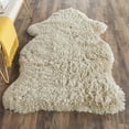 thumbnail image 2 of SAFAVIEH Arctic Giselle Solid Polyester Shag Area Rug, Light Beige, 3' x 5' Scalloped, 2 of 8