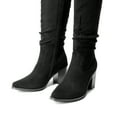 thumbnail image 2 of BURUDANI Women's Suede Knee High Boots Pointed Toe Comfortable Chunky Block Heel Side Zipper Riding Boots Black Size 7.5, 2 of 8