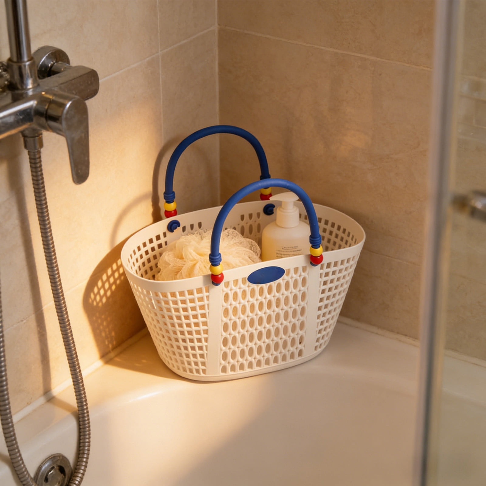 Plastic Shower Caddy Basket with Handles for Bathroom, Dorm, Travel – Ventilated Drainage Tote for Toiletries, Beach, Laundry and Toy Storage