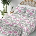 thumbnail image 3 of Ambesonne Floral Scene Fitted & Flat Sheet with Sham 3 Pcs Set, Engraved Look Roses, Twin, Pastel Pink Taupe Grey, 3 of 5