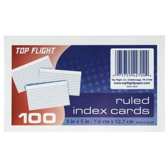 TOP FLIGHT 4630712 Index Cards, White 12 Pack