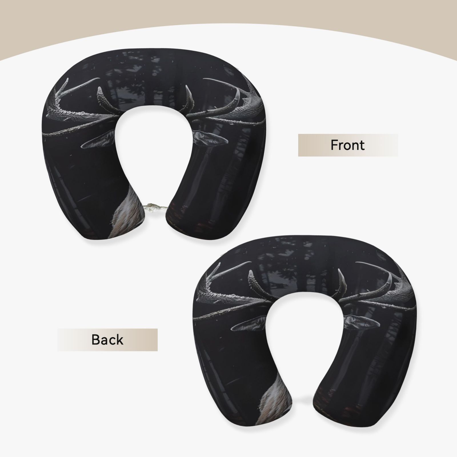 Xecao Majestic Forest Stag Print Memory Foam Cervical Neck Pillow Versatile U-Shaped Pillows for Home,Office,Camping,Travelling,Soft Washable Cover