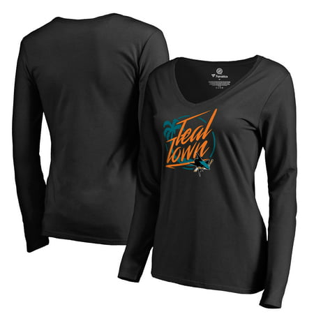 San Jose Sharks Fanatics Branded Women's Hometown Collection City of Teal Long Sleeve T-Shirt - Black