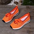 thumbnail image 6 of uvwlwu Women's Fly Weaving Middle Elderly Weaving Mesh One Footsteps Lightweight Non Comfortable Walking Breathable Shoes(Orange,7), 6 of 9