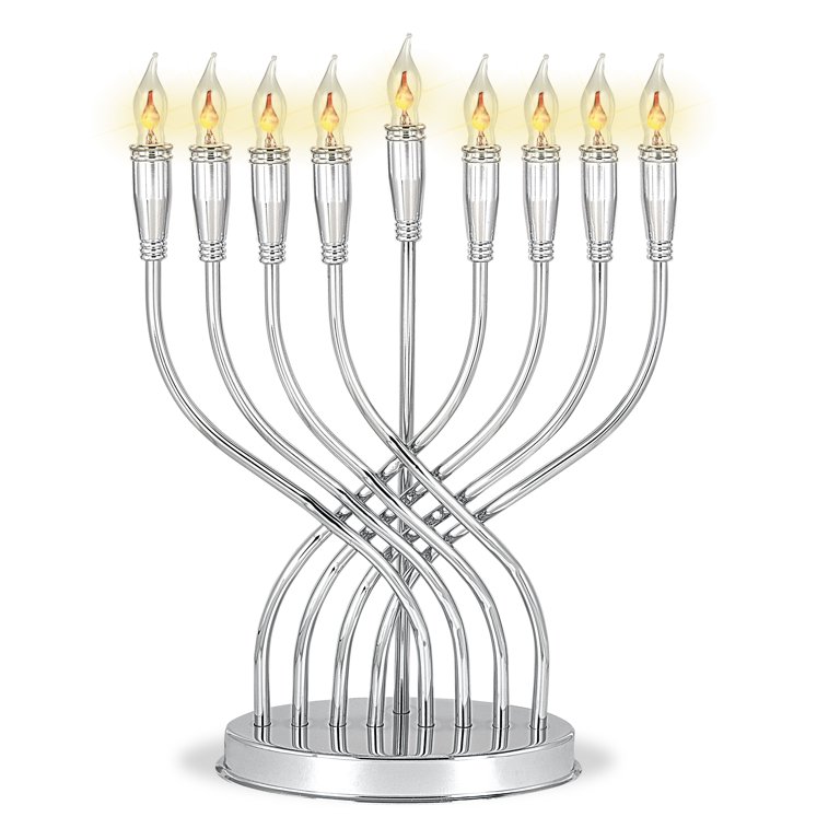 Stainless Steel Electric Menorah with Flickering Bulbs photo 2