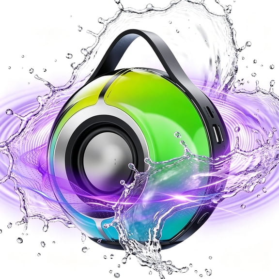 Portable Bluetooth Speaker, Wireless Party Speaker with FM Radio, RGB Lights, Stereo Speaker, Rich Bass, Loud Sound, Support TF Card, Waterproof Outdoor Speaker for Home, Party, Beach Travel（Black）
