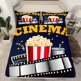 thumbnail image 2 of Manfei Movie Film Popcorn Twin Sheet Sets, Cartoon Cinema Tricket Twin Fitted Sheet, Teens Kids Boys Girls Adult Flat Sheet, Microfiber Bedroom Decor, 3pcs, 2 of 7