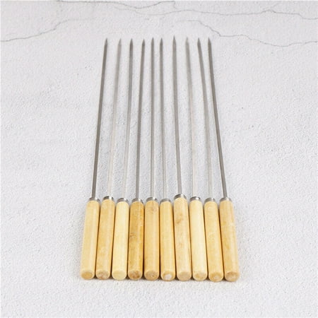 

JOYLA Stainless Steel Metal Flat Barbecue Skewers Cooking Kebab Skewers Handle Wooden