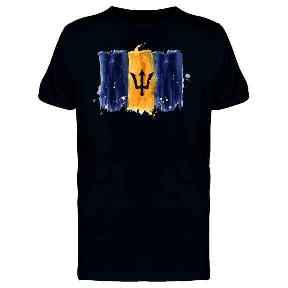 Brush Painting Of Barbados Flag Tee Men's -Image by Shutterstock