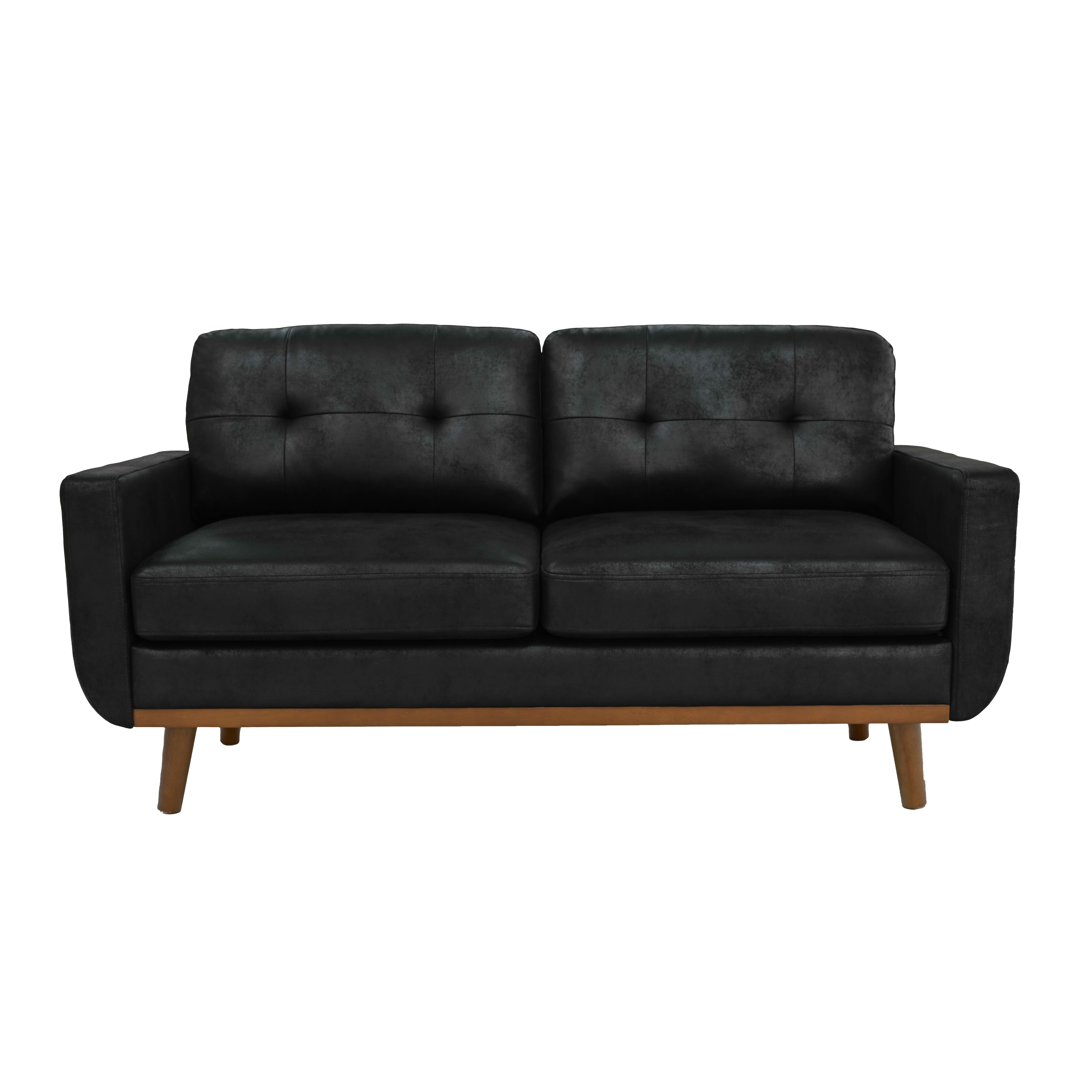MAYEERTY 65" Modern Minimalist Two‑Seater Loveseat Sofa, Breathable Foil Fabric Upholstered Couch with Solid Wood Legs, Diamond Quilted Backrest for Living Room