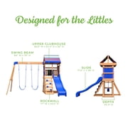 Backyard Discovery Bay Pointe Cedar Wood Swing Set, Slide, Play Deck, Rock Wall Ladder