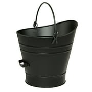 Achla Designs Minuteman International Traditional Galvanized Steel Round Small Pellet Bucket w/Handles, 14 Inch Tall, Black
