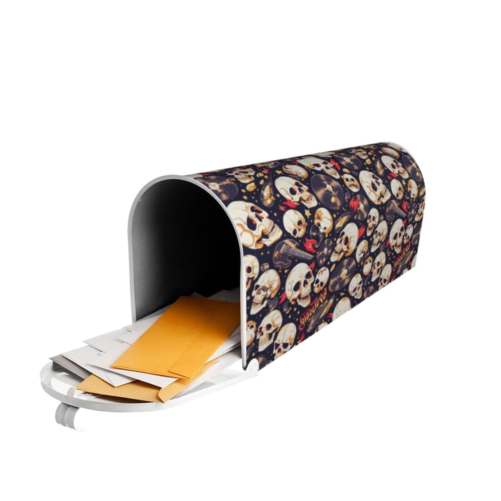 Logiee Guitar Skull record Print Post Letter Box Wrap Decor, Mailbox Cover Suitable for Standard Mailbox and Large Size Mailbox,Outdoor Yard Decoration-25.5x21 in