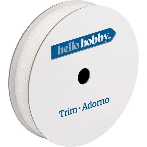 Hello Hobby White Velvet Glitter Sewing Trim, 5/8 in x 3 yd