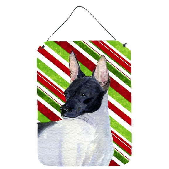 Rat Terrier Candy Cane Holiday Christmas Wall or Door Hanging Prints