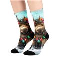 thumbnail image 3 of FAIOROI Christmas Socks for Women Cute Vintage Xmas Print Mid Calf Crew Sock Soft Cozy Festive Holiday Novelty, 3 of 6