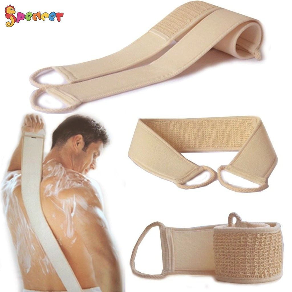 Spencer Exfoliating Loofah Back Scrubber for Shower Natural Long Handle Loofah Back Strap Washer