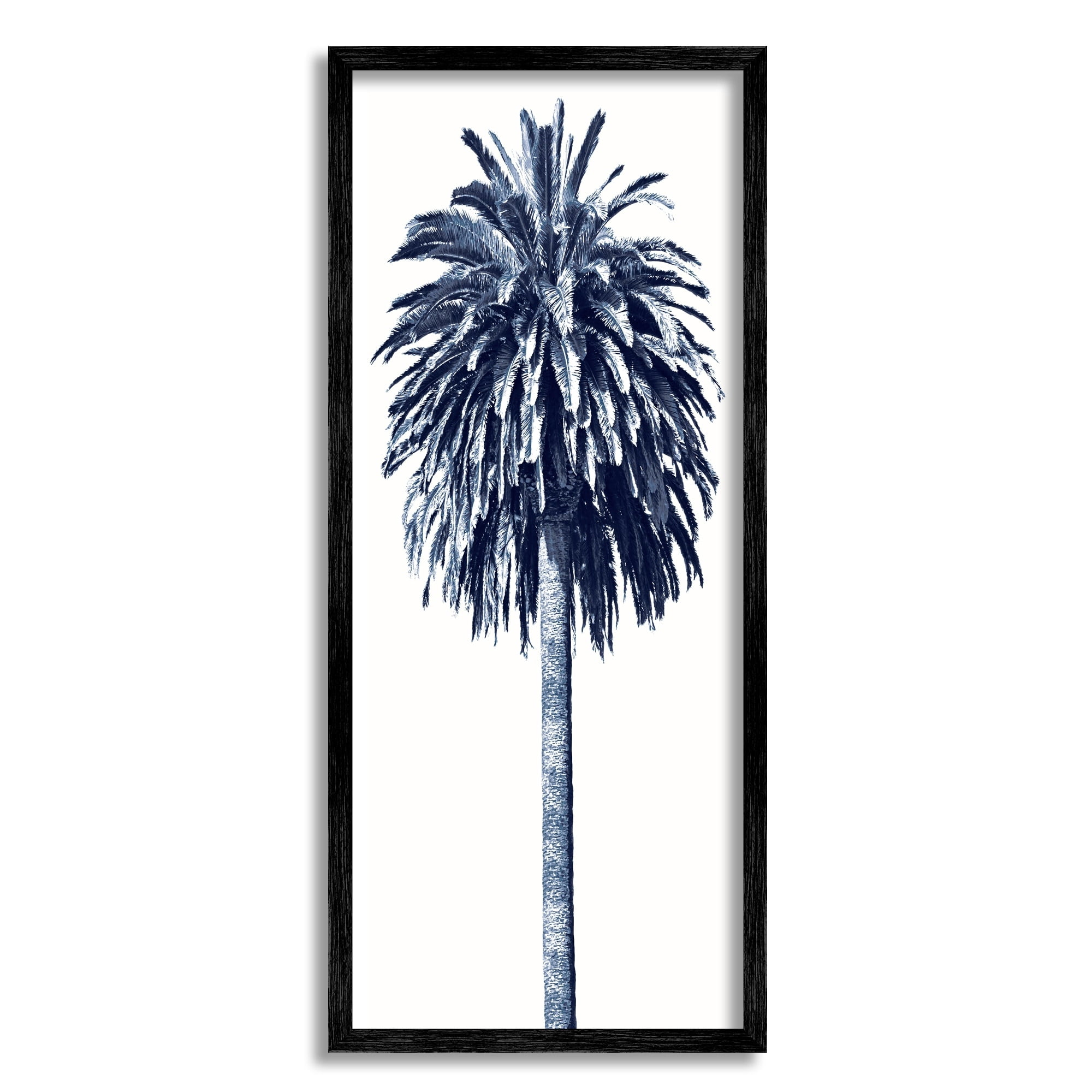 Stupell Industries Tall Tropical Palm Tree Plant Greyscale Photography Framed Wall Art, 10 x 24, Design by Devon Davis