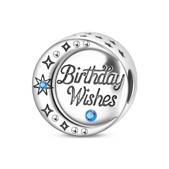KUNSIR 925 Sterling Silver Birthday Wish Charm Bead For Bracelet Birthday Gifts