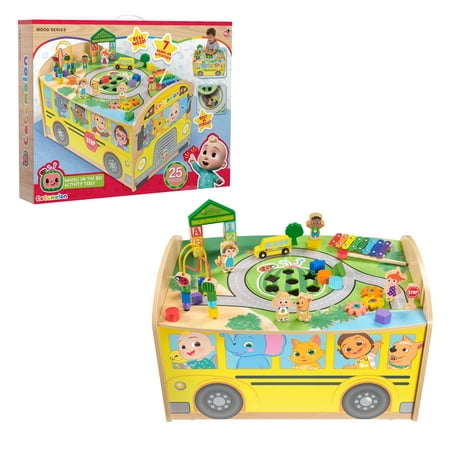 CoComelon Wheels on the Bus Wooden Activity Table  Recycled Wood  Officially Licensed Kids Toys for Ages 18 Month  Gifts and Presents