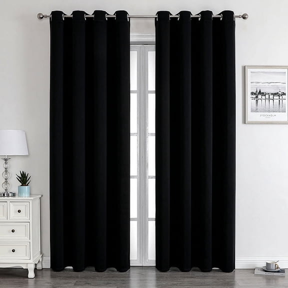 Namzi 1‑Piece Room Darkening Curtains 150×250cm, Polyester Light‑Blocking Window Drape, Modern Home Window Decor Curtain,Black