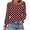 Wine, variant on Polka Dots Long Sleeve Shirts Womens crew neck Tops Ladies Work Office Blouse Trendy solid color tunic Tee Top Pinks XL