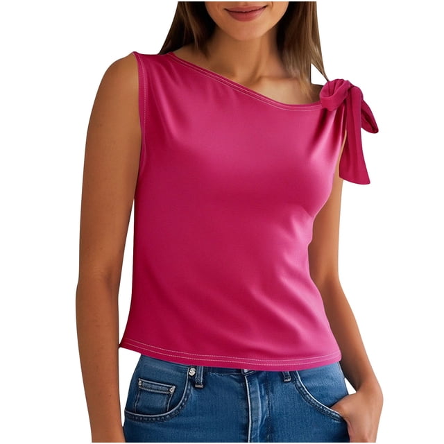 Dealovy Débardeurs pour Femmes T-Shirts Sans Manches Décontractés Col Rond Tops Amples d'Été