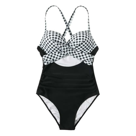 Tempt Me Women Two Piece Vintage Swimsuit Retro Halter Ruched High Waist Bikini with Bottom
