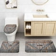 thumbnail image 4 of FMSHPON Rustic 4 Piece Bathroom Set Shower Curtain Bath Rug Contour Mat and Toilet Lid Cover, 4 of 7