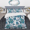 thumbnail image 2 of Designart 'Blue Floral Paisley' Patterned Duvet Cover Set, 2 of 5