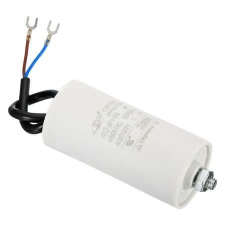

Uxcell CBB60 40uF Run Capacitor AC450V 2 Wires 50/60Hz Cylinder with Screw 95x45mm